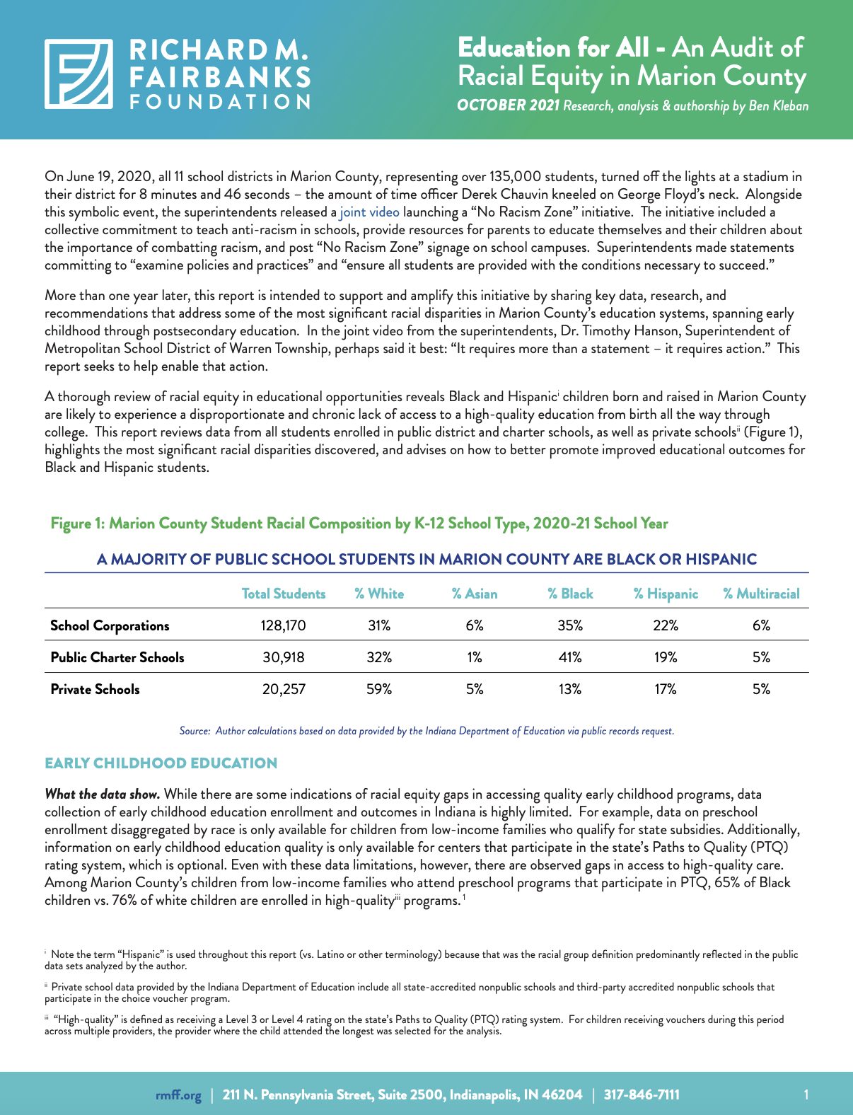 Education for All: An Audit of Racial Equity in Marion County
